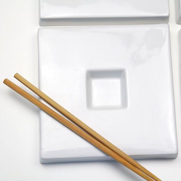 CB2 Crate & Barrel Sushi Appetizer Plates Set of 4 VGUC - Picture 8 of 13